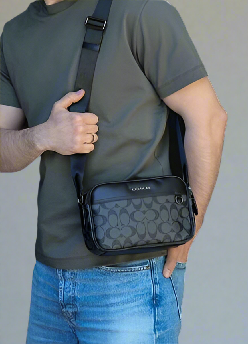 COACH GRAHAM CROSSBODY - SIGNATURE COATED CANVAS/CHARCOAL BLACK