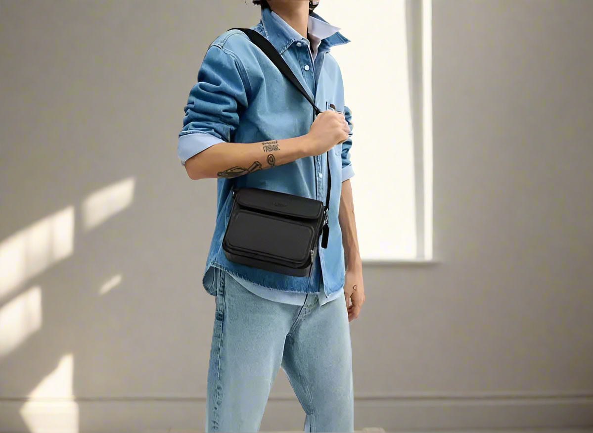 COACH SULLIVAN FLAP CROSSBODY - SIGNATURE CANVAS/CHARCOAL BLACK