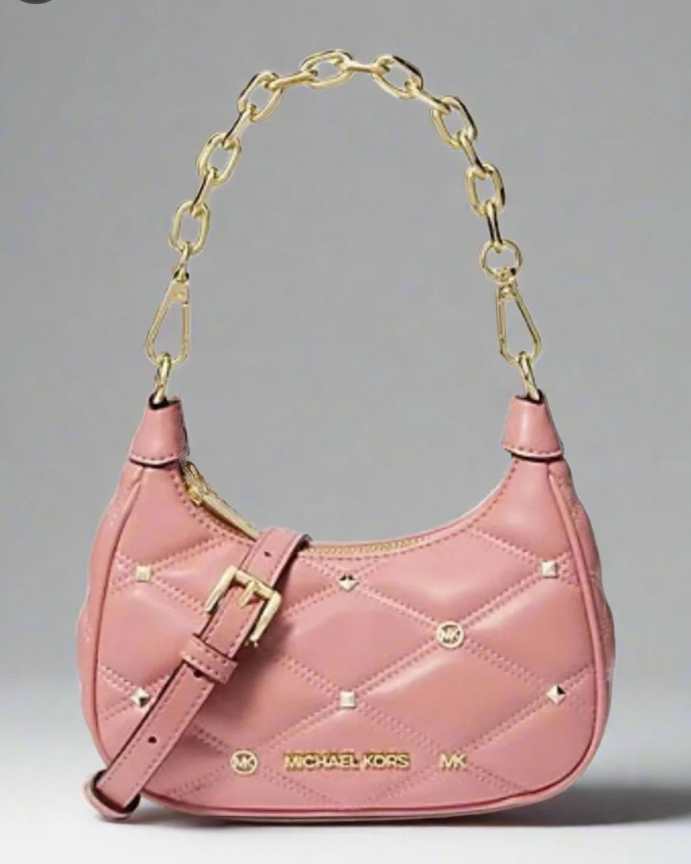 MICHAEL KORS MINI QUILTED CORA CHAIN SHOULDER BAG/CROSSBODY BAG - PRIMEROSE