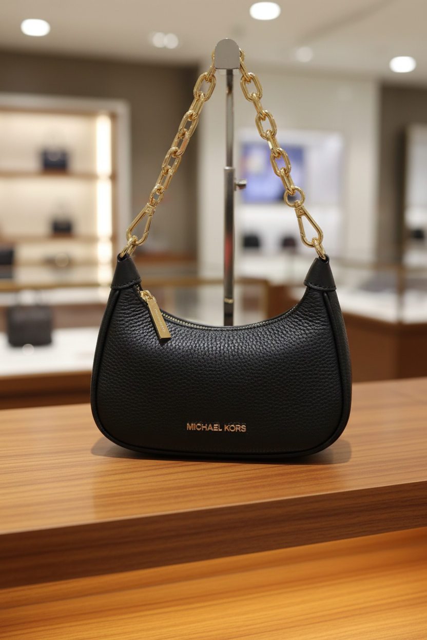 MICHAEL KORS MINI CORA CHAIN SHOULDER BAG/CROSSBODY BAG - BLACK