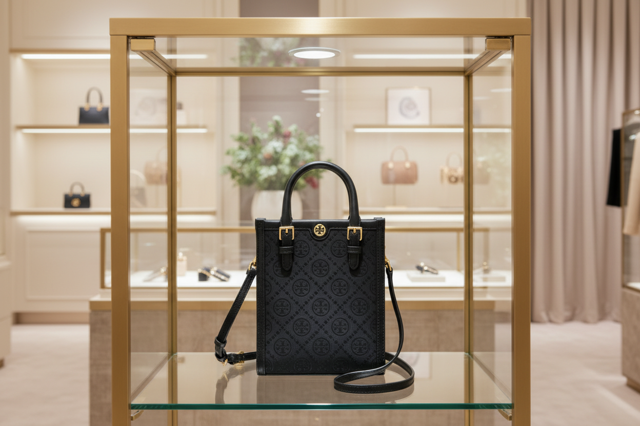 TORY BURCH MINI JACQUARD T MONOGRAM TOTE BLACK