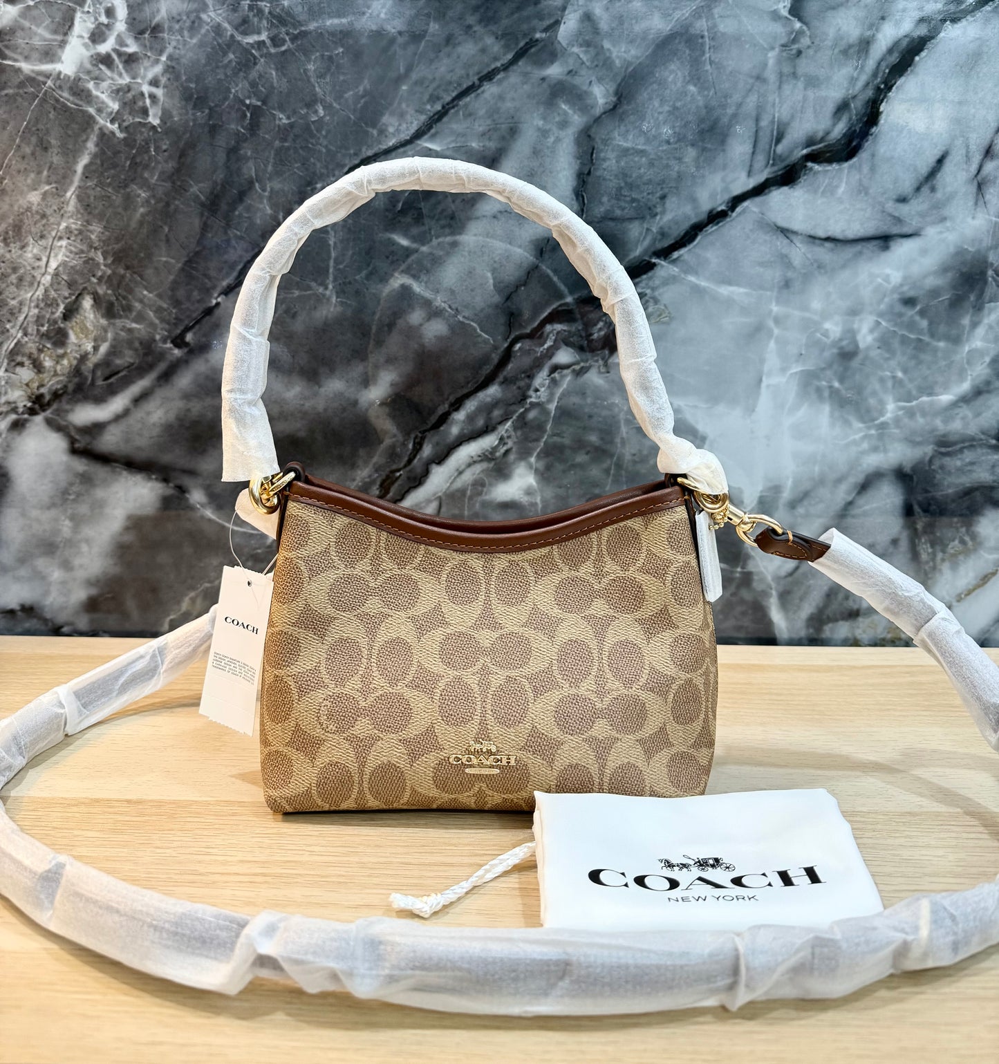 COACH SMALL LAUREL SHOULDER BAG - SIGNATURE COATED CANVAS