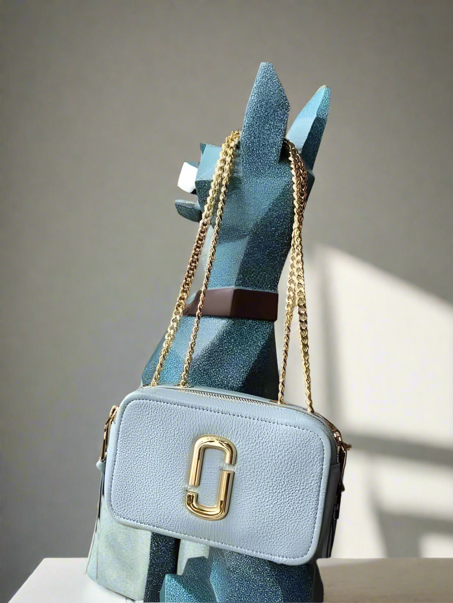 MARC JACOBS GLAM SHOT 21 PEBBLE CALF LEATHER - BLUE