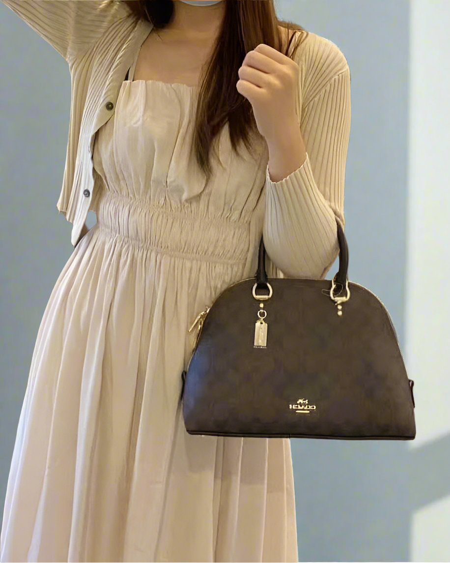 COACH KATY SATCHEL - IN SIGNATURE BROWN & BLACK - MEDIUM