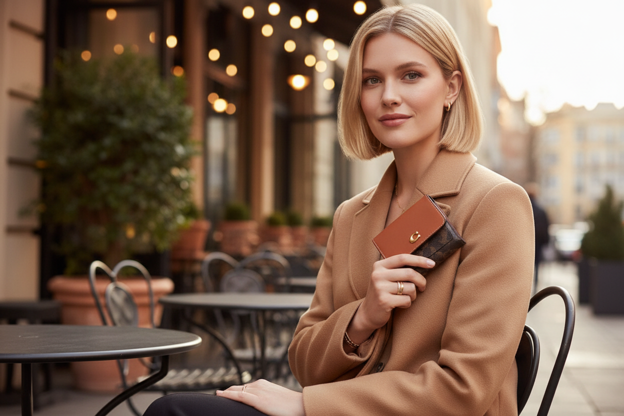 COACH MILA SMALL TRIFOLD WALLET - MISSING TAG - SIGNATURE HORSE & CARRIAGE PRINT