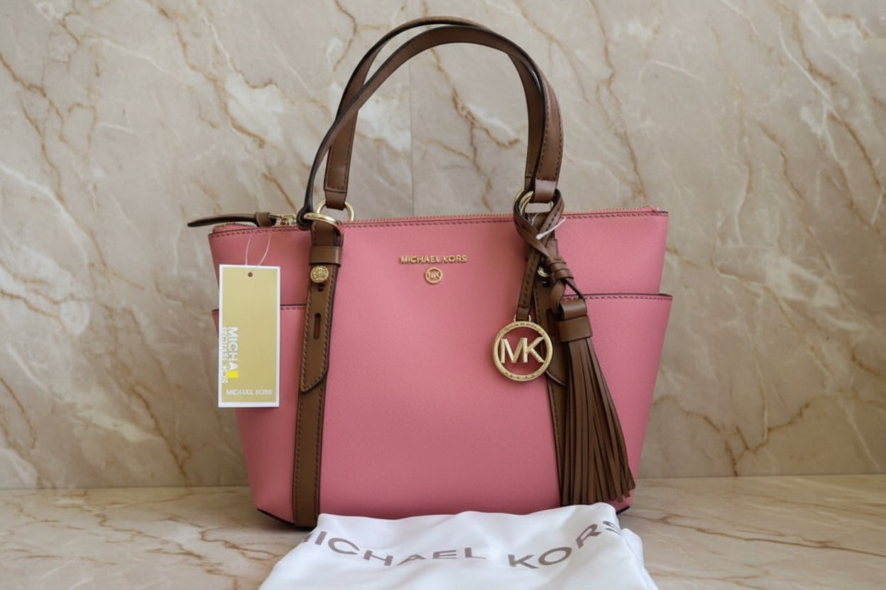 MICHAEL KORS SULLIVAN SATCHEL SMALL - SAFFIANO LEATHER - TEA ROSE MULTI