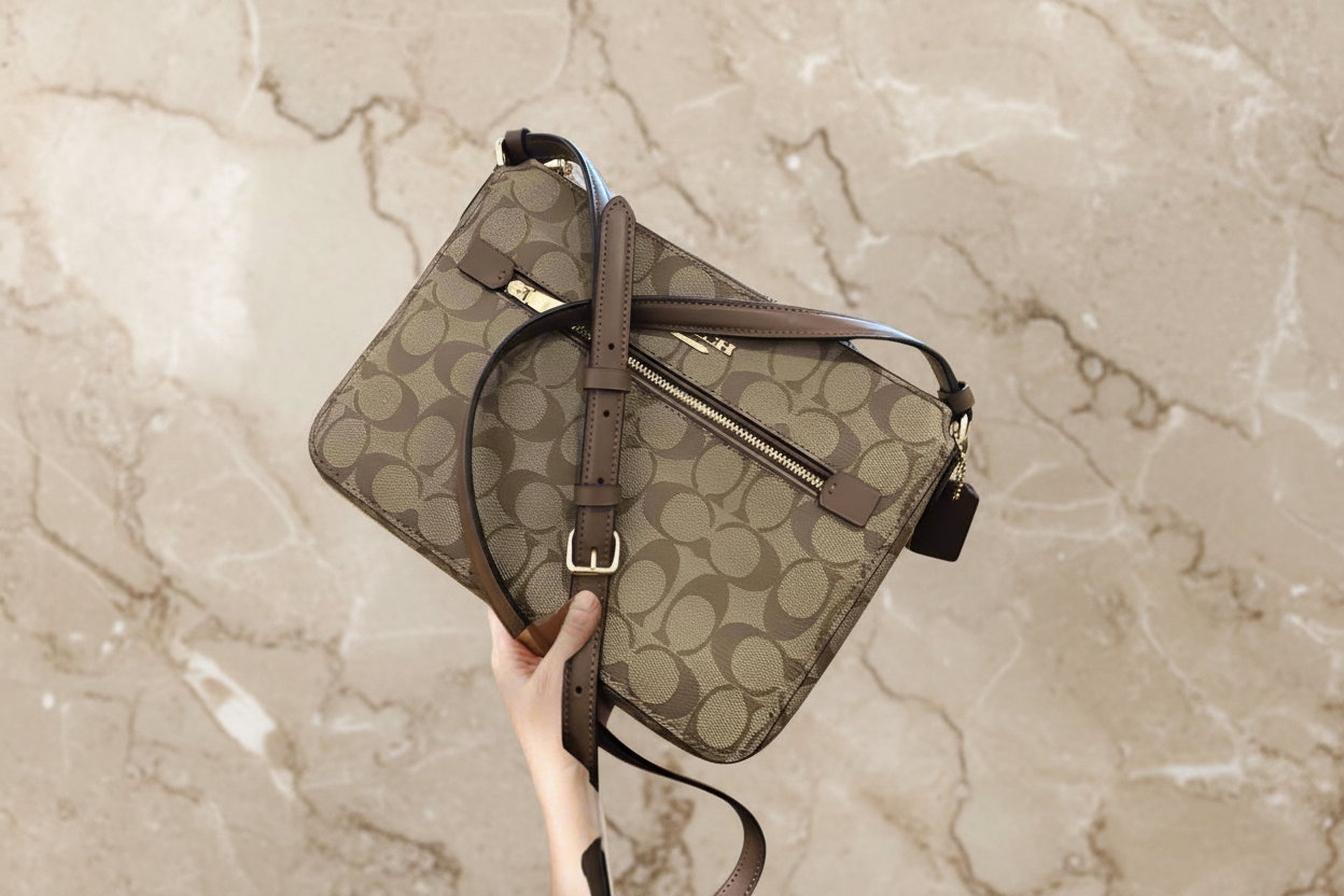 COACH GALLERY FILE CROSSBODY IN SIGNATURE CANVAS - KHAKI BROWN