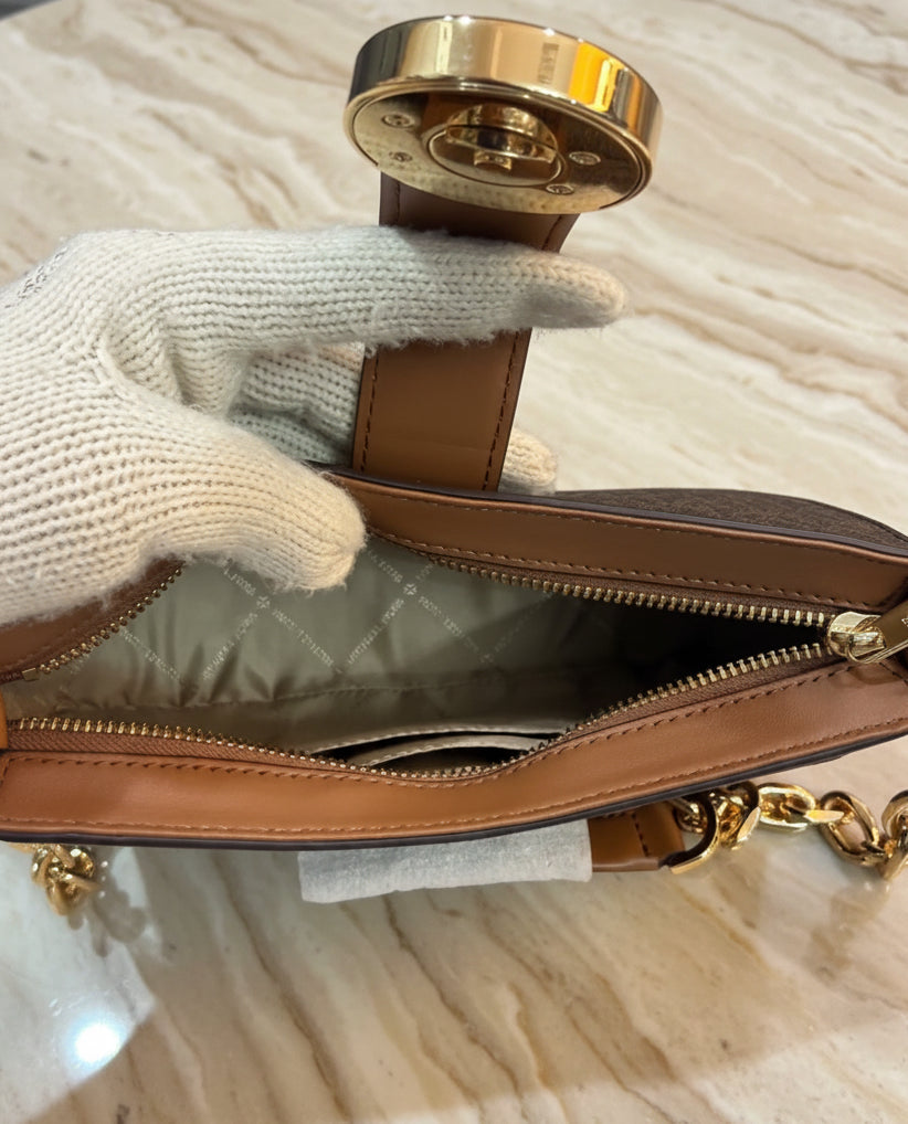 MICHAEL KORS CARMEN LEATHER POUCHETTE SHOULDER BAG ONLY