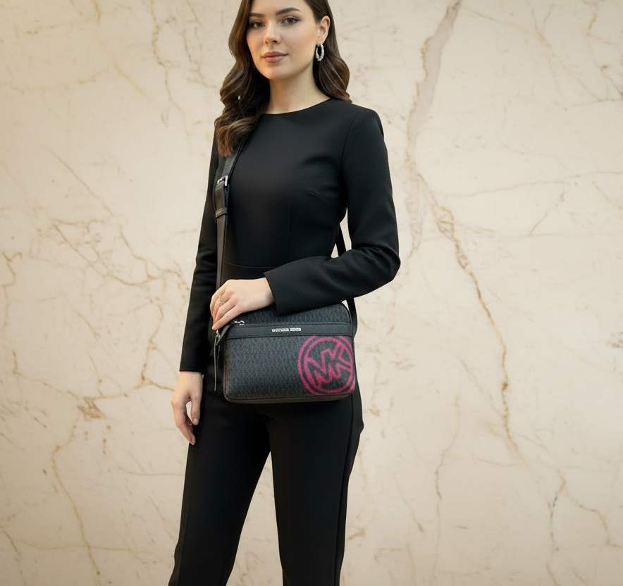 MICHAEL KORS COOPER EMBELISHED SIGNATURE LOGO UTILITY CROSSBODY