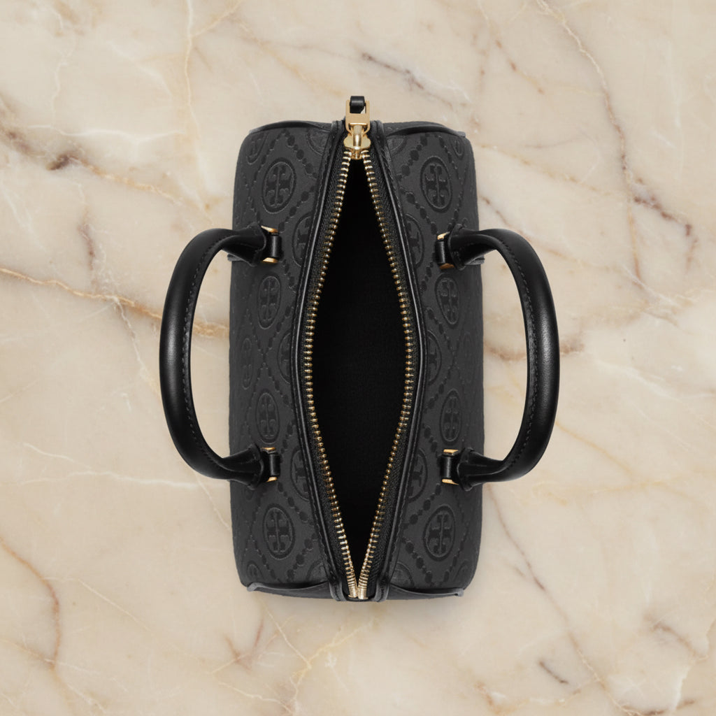 TORY BURCH PETITE JACQUARD T MONOGRAM BARREL - BLACK