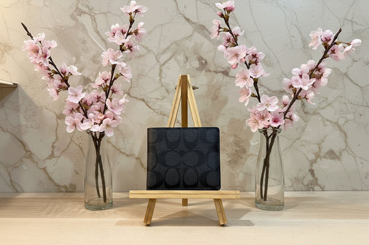 COACH MEN’S 3 in 1 BIFOLD WALLET WITH INSERT - SIGNATURE CHARCOAL BLACK