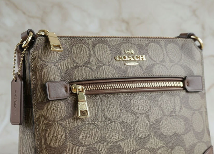COACH GALLERY FILE CROSSBODY IN SIGNATURE CANVAS - KHAKI BROWN