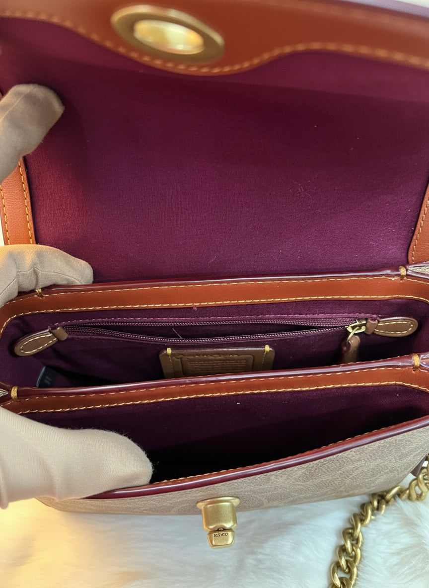 COACH CASSIE 19 3 in 1/ 3 STRAP IN SIGNATURE CANVAS - TAN RUST - MISSING PRICE TAG
