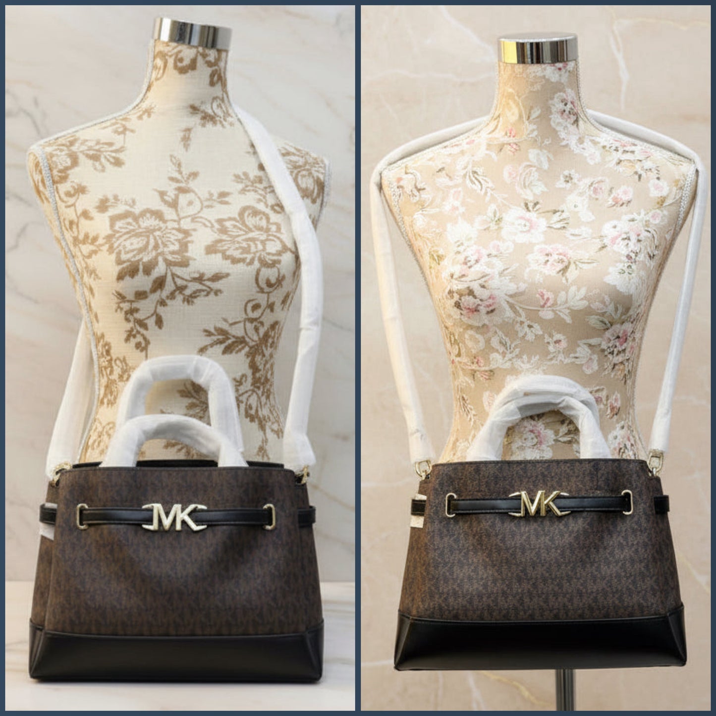 حقيبة مايكل كورس ريد الصغيرة ذات الحزام بشعار العلامة التجارية باللونين الأسود والبني