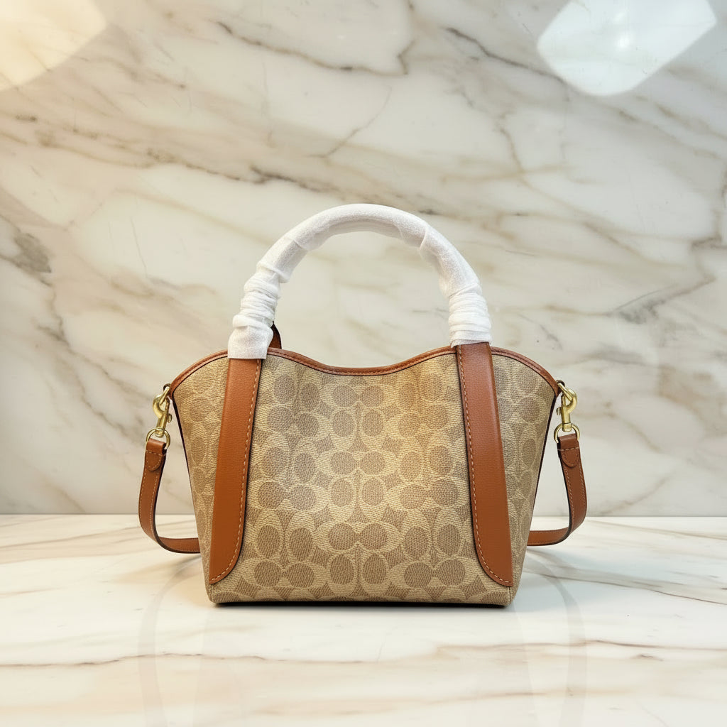 COACH HADLEY HOBO 21 - SIGNATURE CANVAS TAN RUST