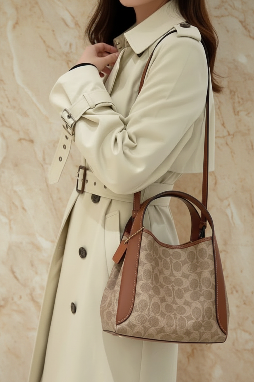 COACH HADLEY HOBO 21 - SIGNATURE CANVAS TAN RUST