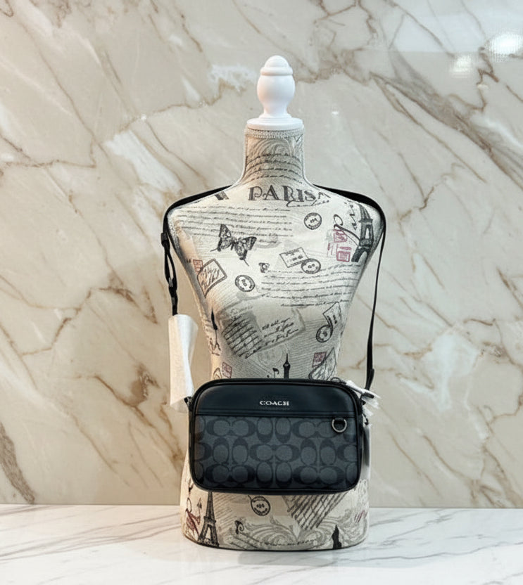 COACH GRAHAM CROSSBODY - SIGNATURE COATED CANVAS/CHARCOAL BLACK