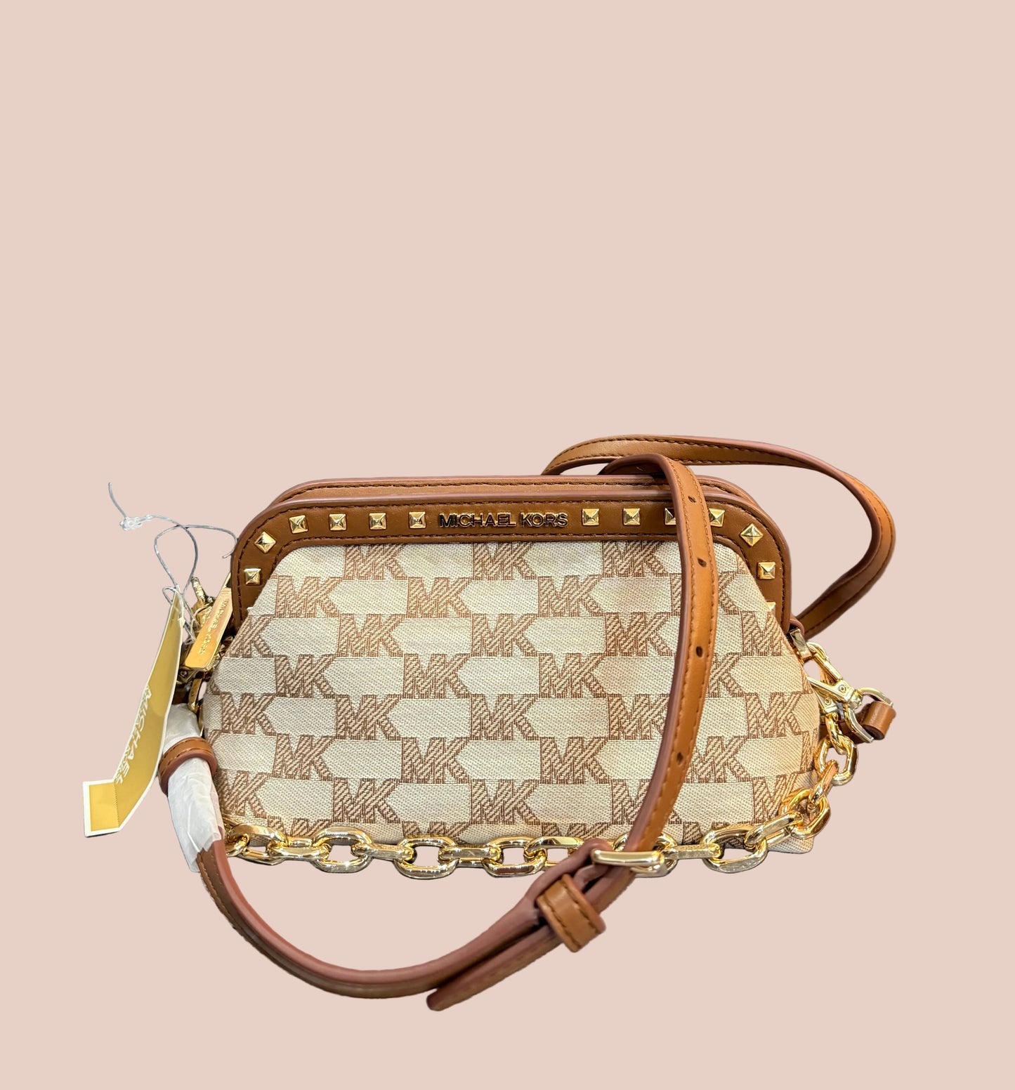 MICHAEL KORS JACQUARD LIVIA CLOUD SMALL CLUTCH/CROSSBODY