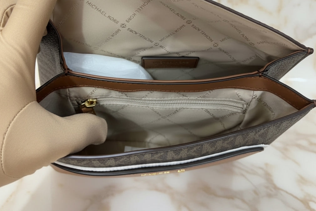 MICHAEL KORS CECE MEDIUM FLAP MONO BROWN