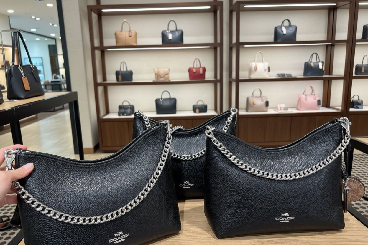 حقيبة كوتش متوسطة الحجم بلون الغار - أسود