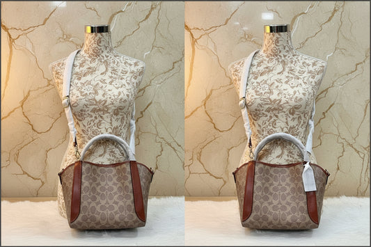 COACH HADLEY HOBO 21 - SIGNATURE CANVAS TAN RUST