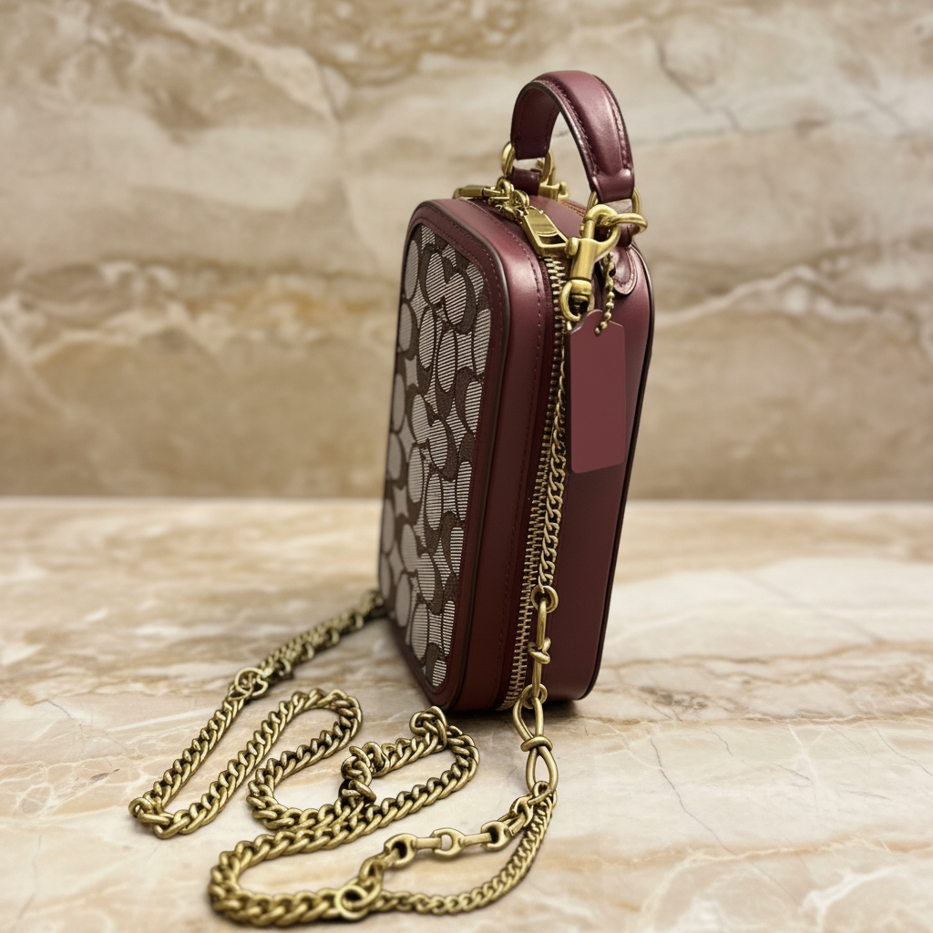 COACH ALIE PHONE CROSSBODY BAG IN SIGNATURE JACQUARD - OAK MAPLE ( FR. BOUTIQUE STORE )