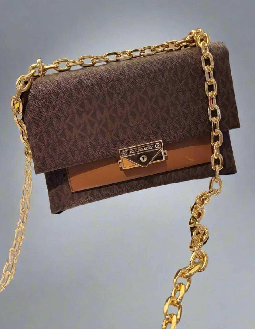 MICHAEL KORS CECE MEDIUM FLAP MONO BROWN