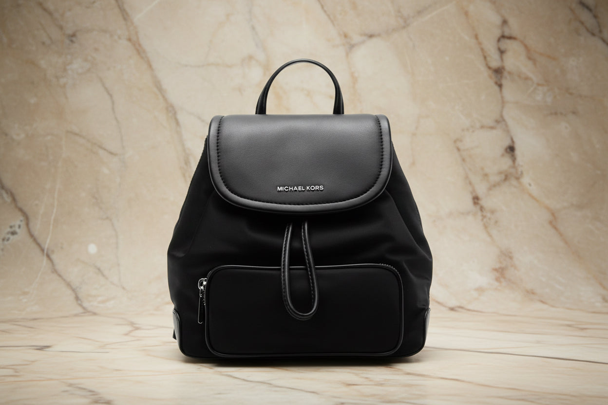 MICHAEL KORS CARA SMALL BACKPACK NYLON - BLACK