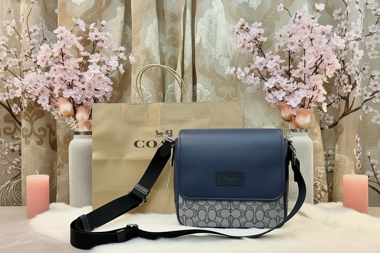 COACH SPRINT MAP BAG 25 SIGNATURE JACQUARD BLUE