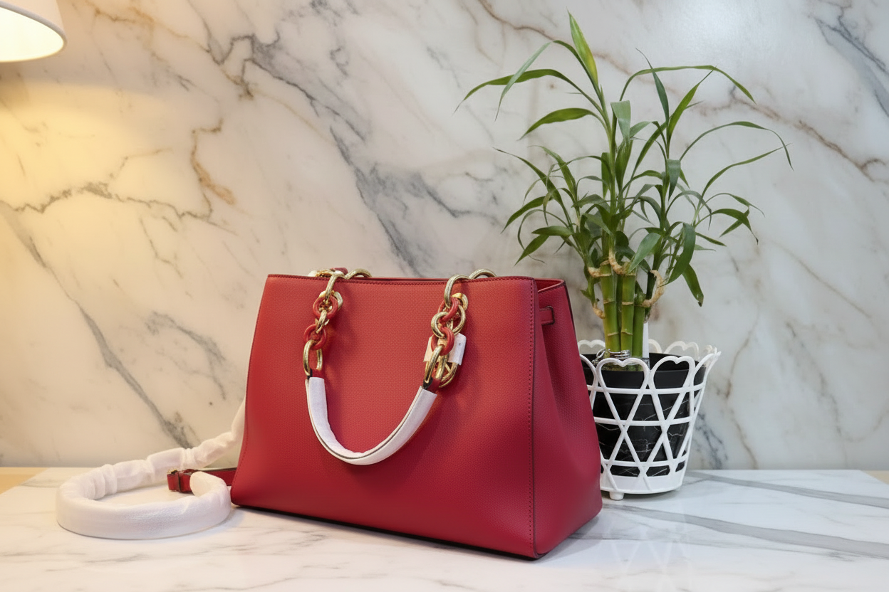MICHAEL KORS CYNTHIA SATCHEL - SAFFIANO LEATHER -  RED - MEDIUM