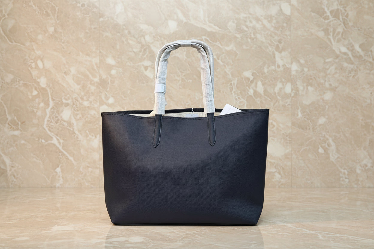 LACOSTE LARGE TOTE WITH LARGE POUCH - REVERSIBLE - NAVY BLUE