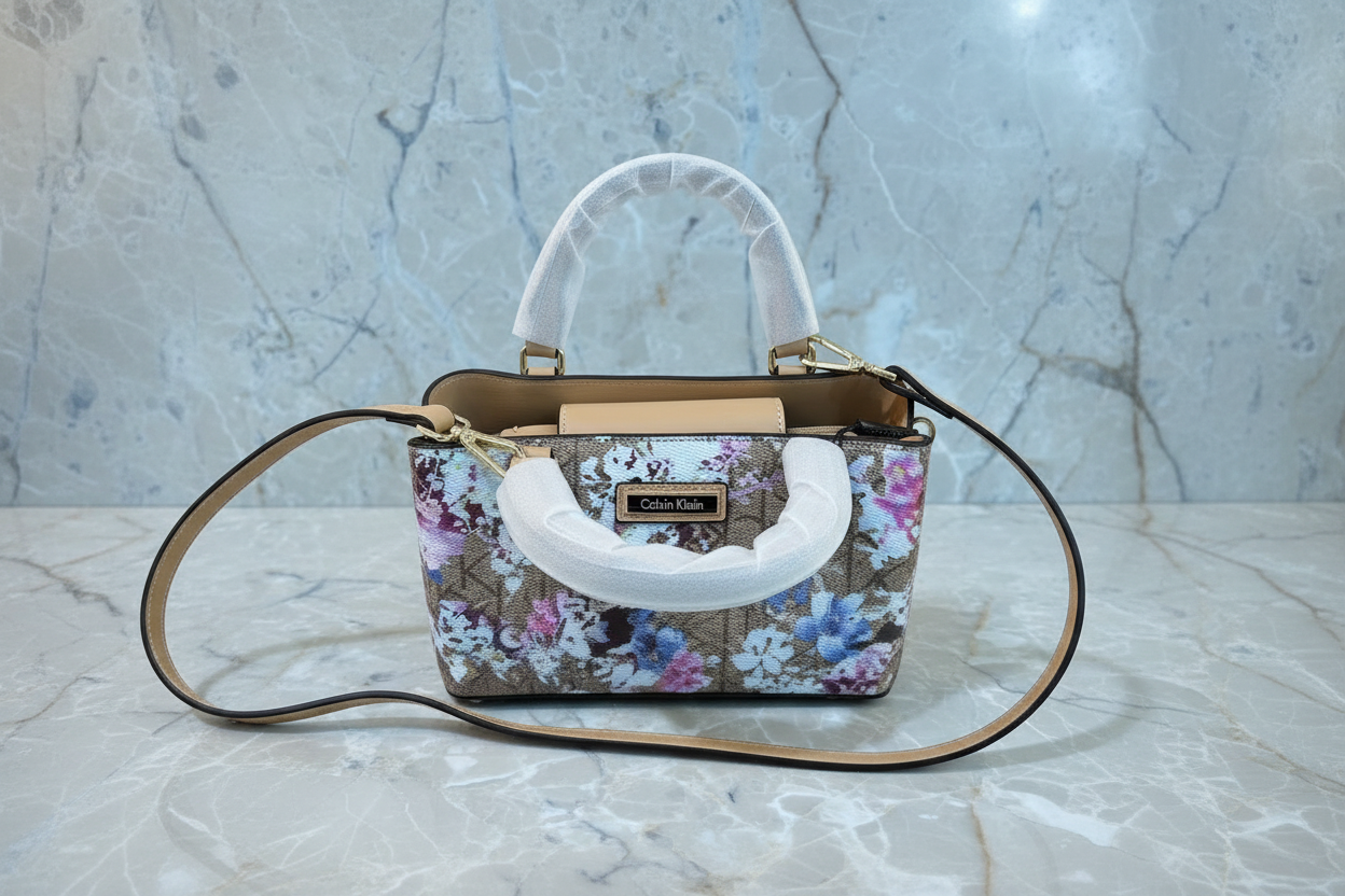 CALVIN KLEIN MINI SATCHEL LOGO FLORAL