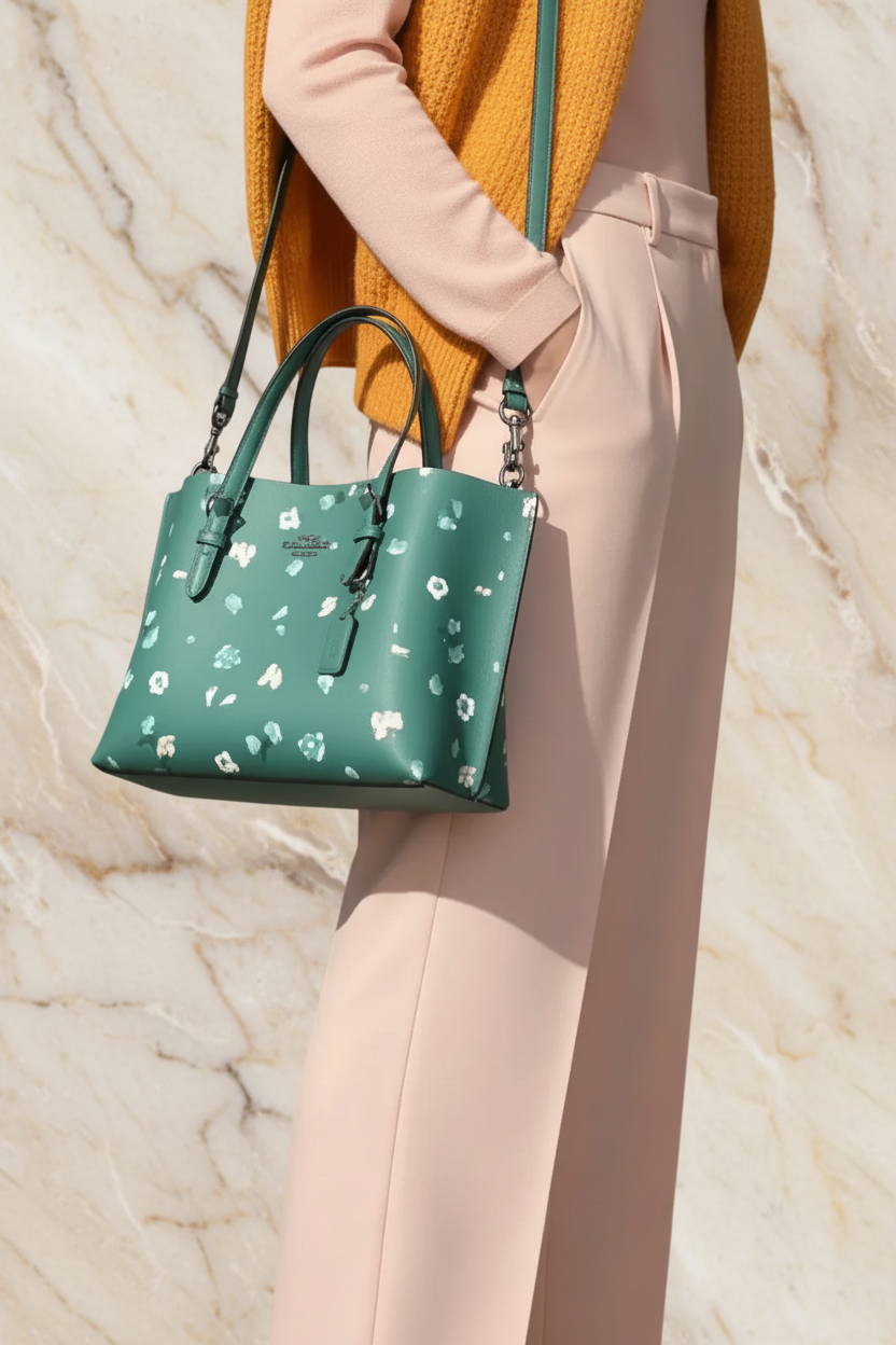 ‼️ SALE ‼️ COACH MOLLIE TOTE 25 WITH MYSTICAL FLORAL PRINT IN GREEN MULTI