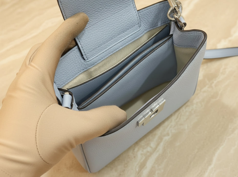 TORY BURCH MICRO BRITTEN SATCHEL - SKY BLUE