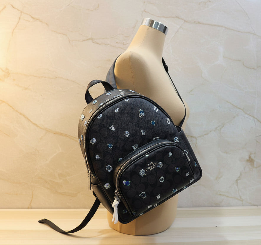 COACH COURT MEDIUM  BACKPACK IN SIGNATURE CANVAS WITH VINTAGE MINI ROSE PRINT