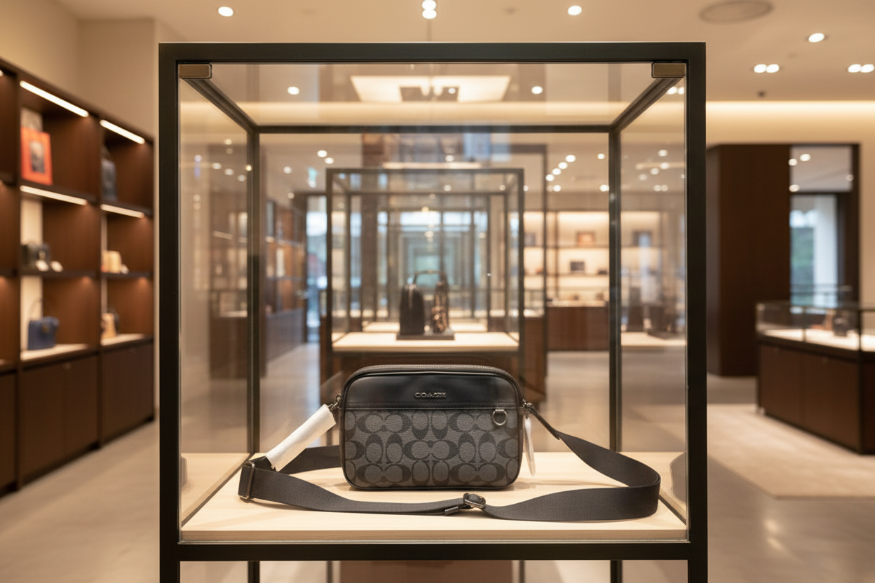 حقيبة كروس بودي من كوتش غراهام - قماش مطلي مميز/أسود فحمي