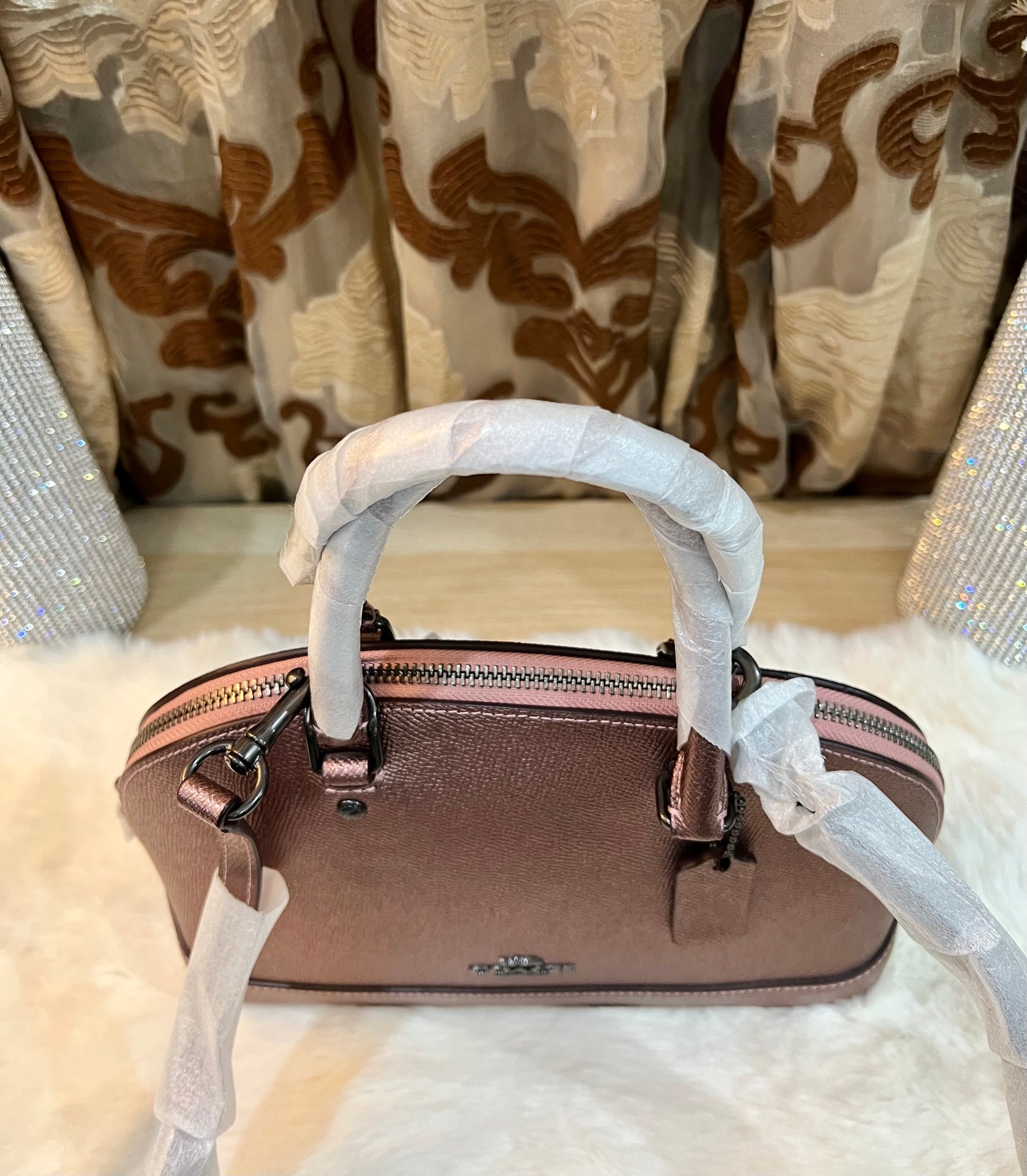 COACH MINI SIERRA SATCHEL - METALLIC DARK BLUSH