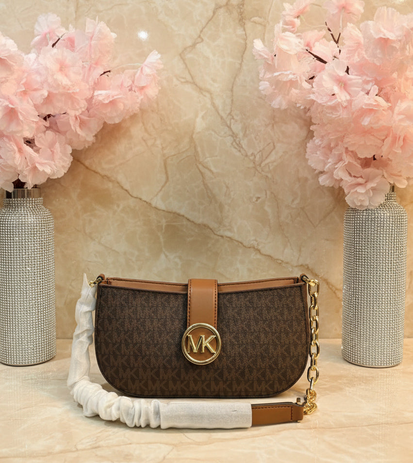 MICHAEL KORS CARMEN LEATHER POUCHETTE SHOULDER BAG ONLY