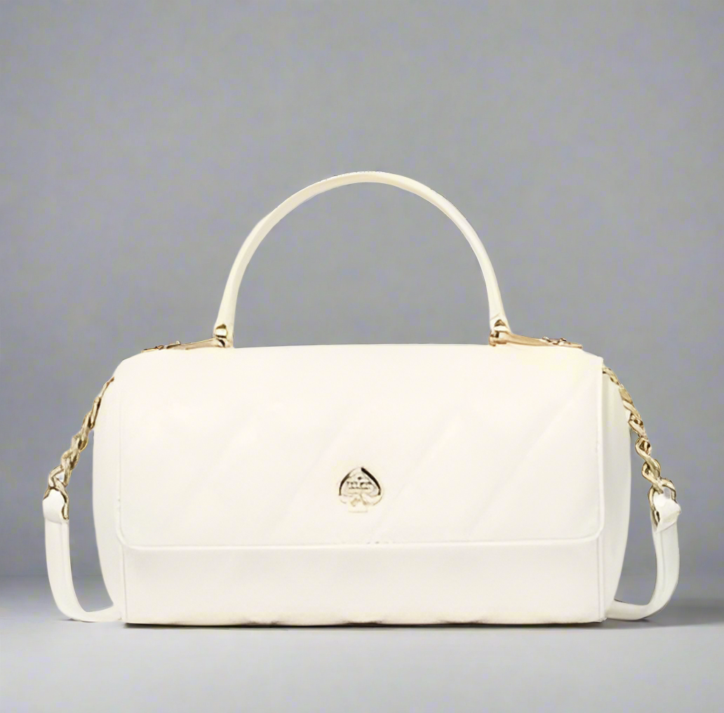 KATE SPADE QUILTED HEART BARREL TOP HANDLE/CROSSBODY - SMALL - MERINGUE