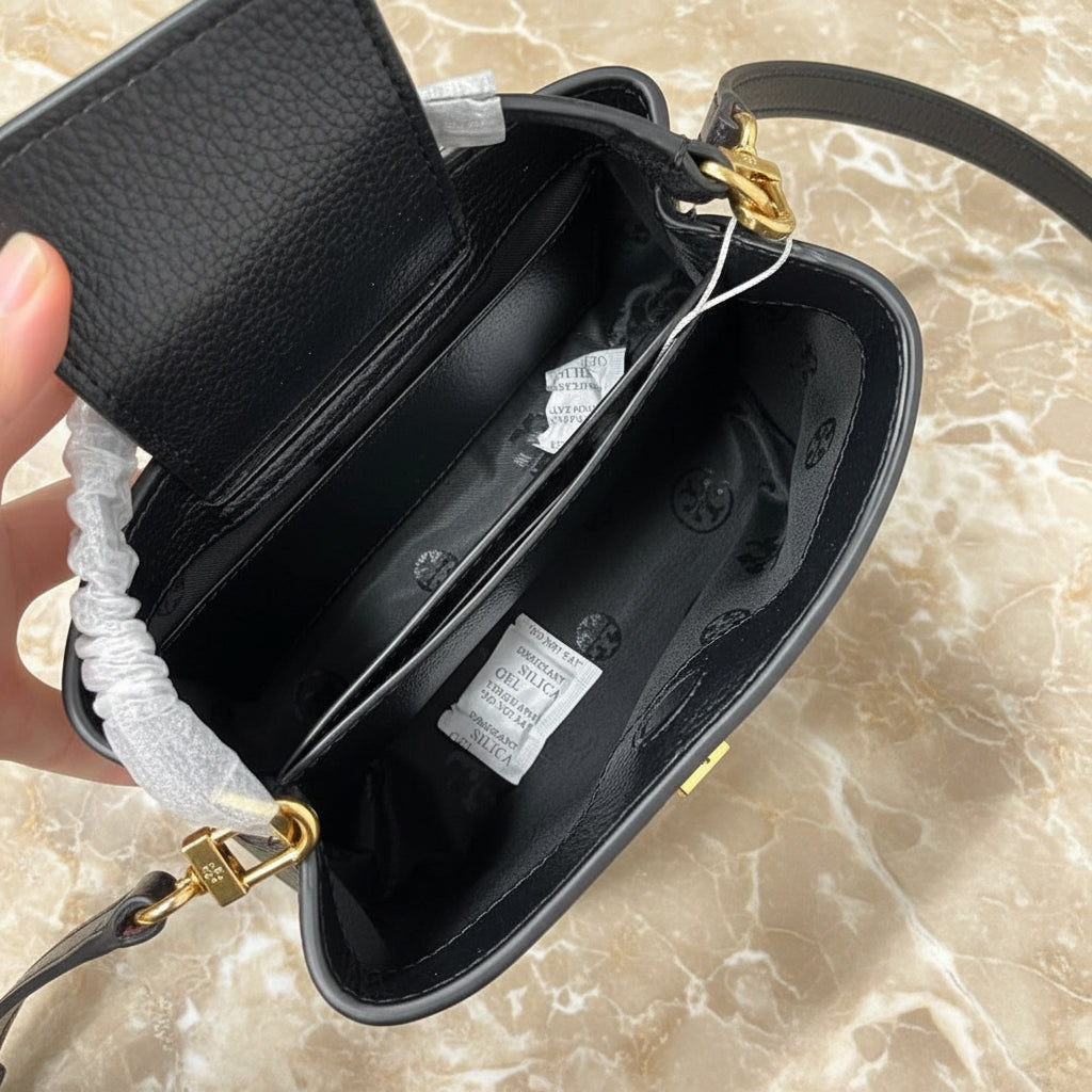 TORY BURCH MICRO BRITTEN SATCHEL - BLACK