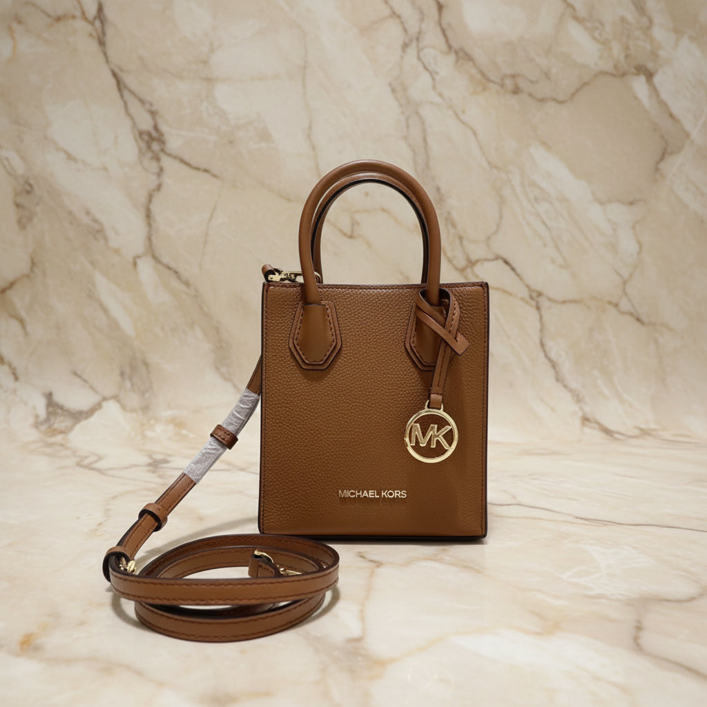 MICHAEL KORS MERCER XS MINI SHOPPER TOTE LEATHER - BROWN CARAMEL HUE