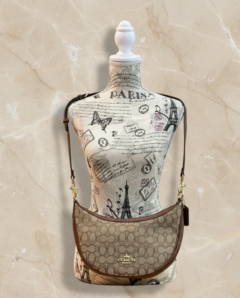 COACH ARIA SHOULDER BAG/CROSSBODY BAG IN SIGNATURE JACQUARD KHAKI