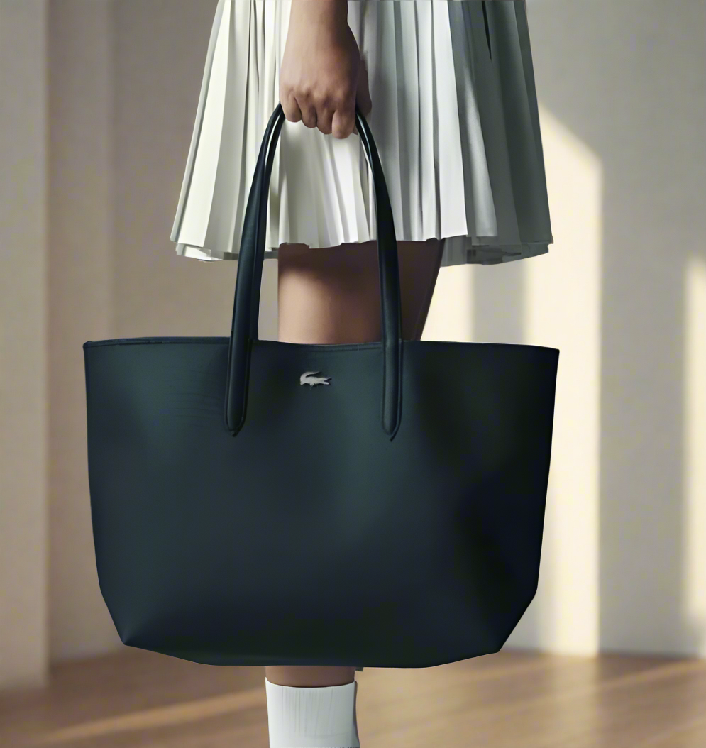 LACOSTE LARGE TOTE WITH LARGE POUCH - REVERSIBLE - NAVY BLUE