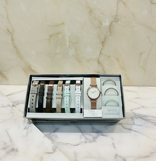 ساعة تايم إن ترو - ساعة شبكية قابلة للتبديل - ذهبي وردي