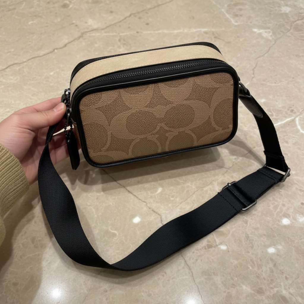 COACH WYATT CAMERA BAG - MULTI COLOR BLOCKED SAND/TAN