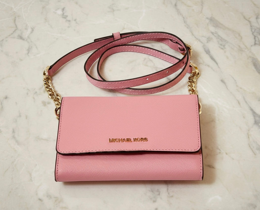 MICHAEL KORS JET SET TRAVEL PHONE CROSSBODY BAG - PRIMROSE