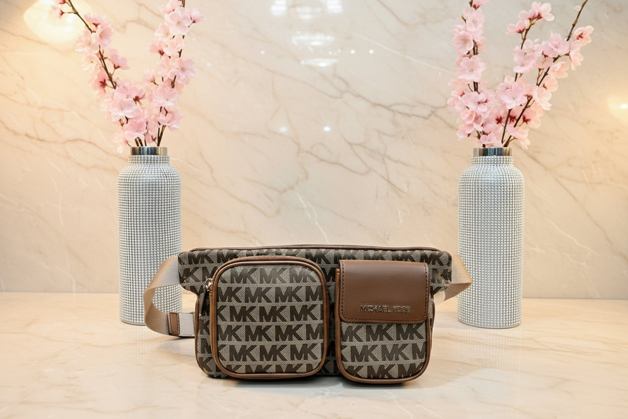 MICHAEL KORS HANOVER MEDIUM JACQUARD BELTBAG/BODY BAG