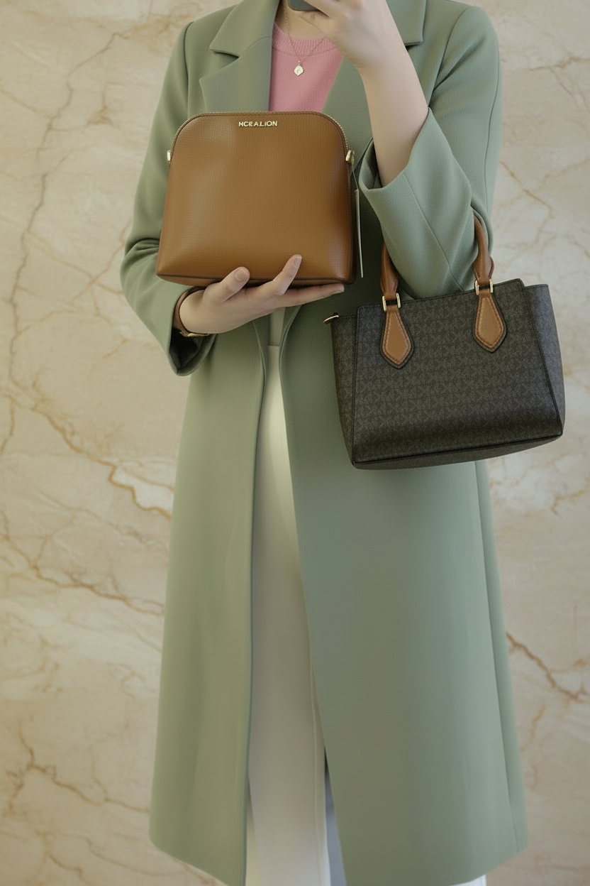 MICHAEL KORS SMALL DARIA 3 in 1 SATCHEL -  BROWN ACORN
