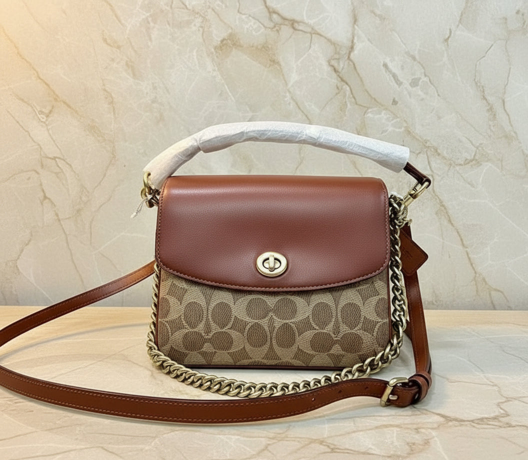 COACH CASSIE 19 3 in 1/ 3 STRAP IN SIGNATURE CANVAS - TAN RUST - MISSING PRICE TAG