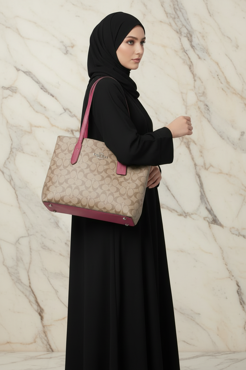 COACH AVENUE CARRYALL IN SIGNATURE BROWN/PINK